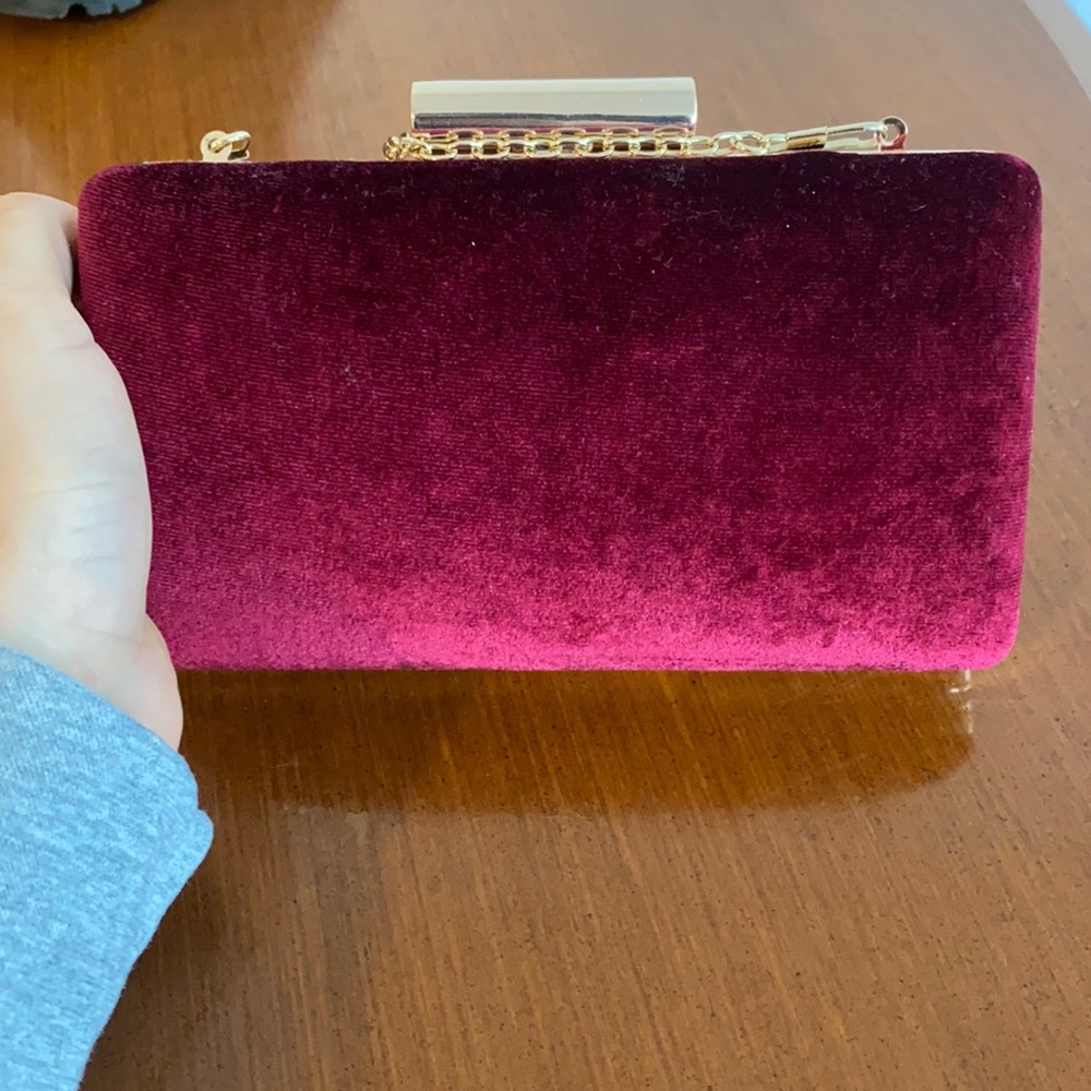 Small burgundy velvet purse - purchased from Browns.